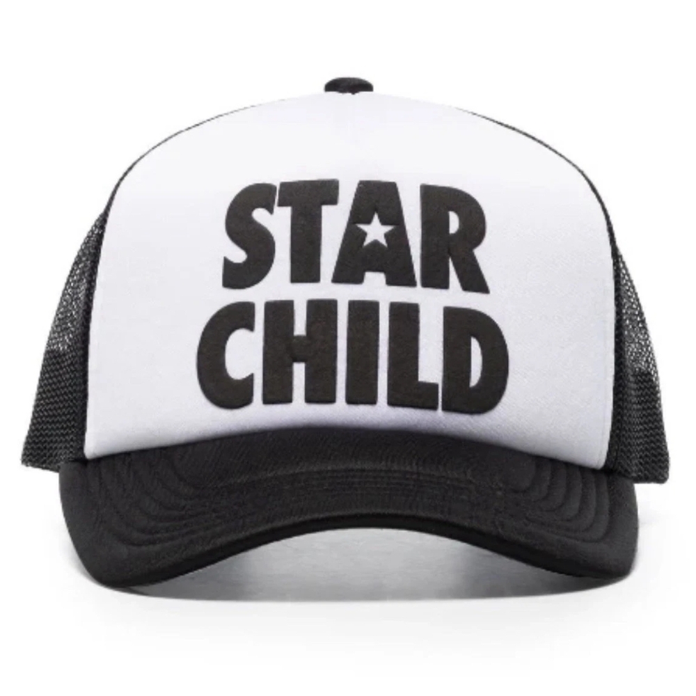 Nahmias Star Child Foam Mesh Trucker Hat SnapBack White And Black Marty Supreme